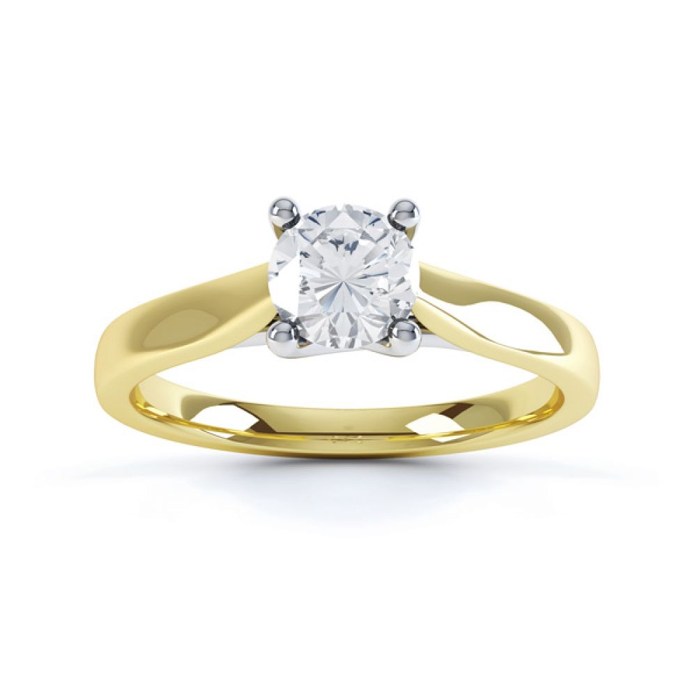 Wedfit Lucida Style Round Solitaire Engagement Ring Top View In Yellow Gold