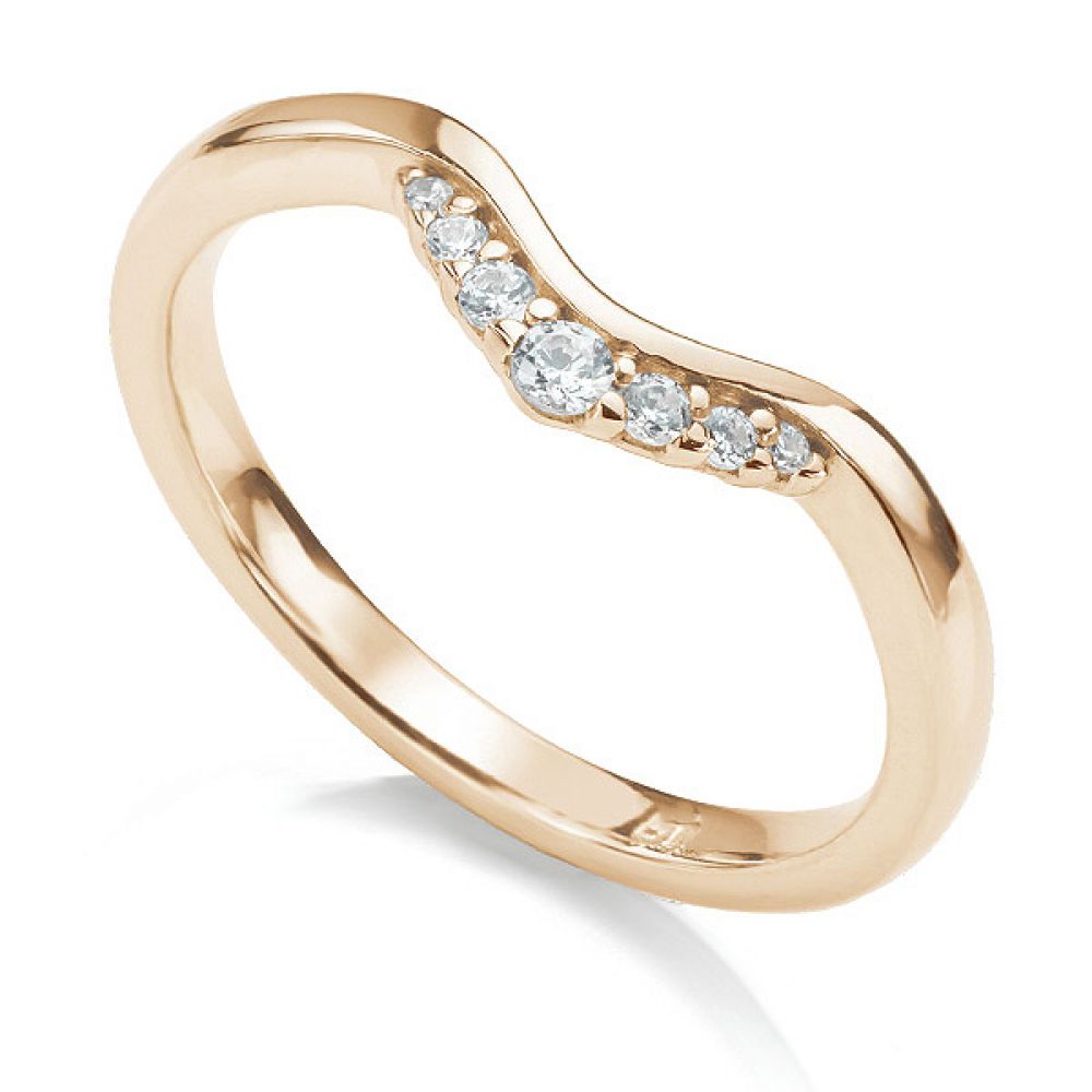 Tiara diamond wedding ring featuring graduating diamonds along the outer edge in rose gold