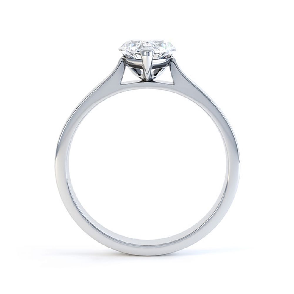 Angel heart shaped solitaire engagement ring white gold side view