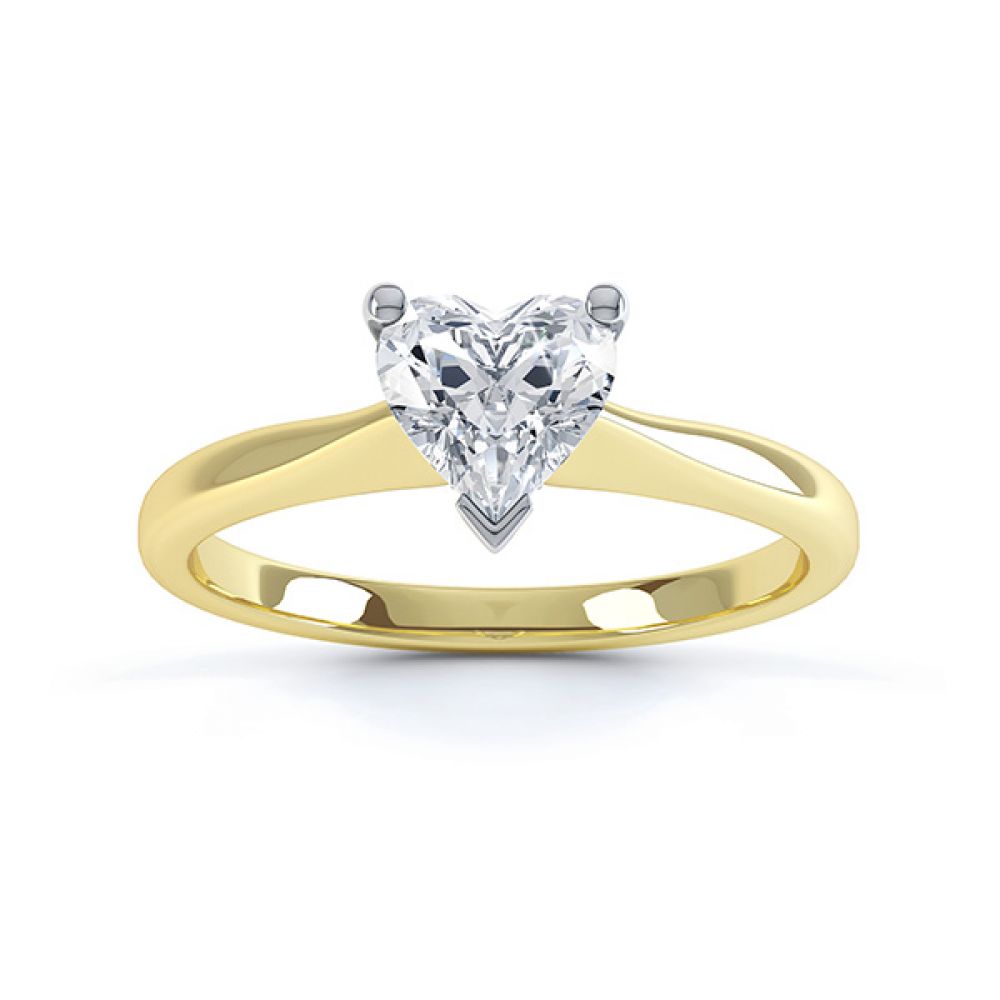 Aphrodite Heart Shaped Diamond Solitaire Engagement Ring Yellow Gold Top View