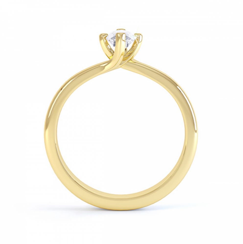 Venice twist marquise solitaire engagement ring side view yellow gold