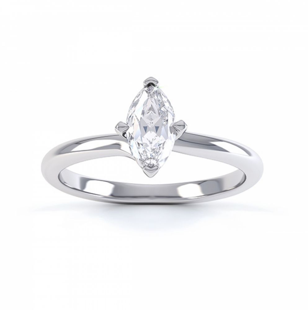 Venice twist marquise solitaire engagement ring top view white gold