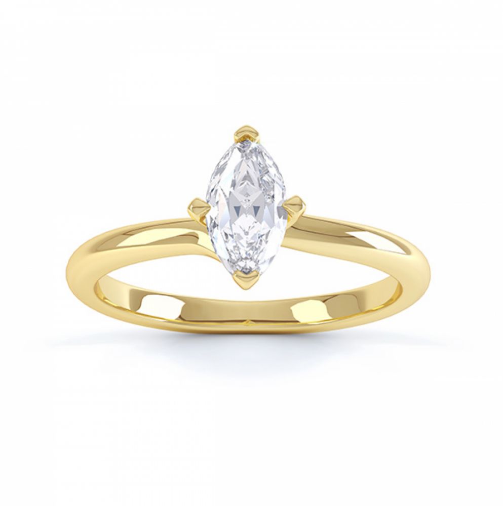 Venice twist marquise solitaire engagement ring top view yellow gold