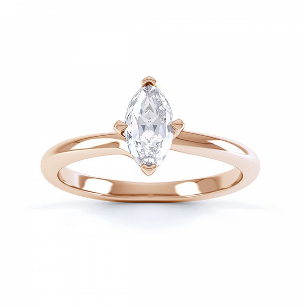 Venice twist marquise solitaire engagement ring top view rose gold