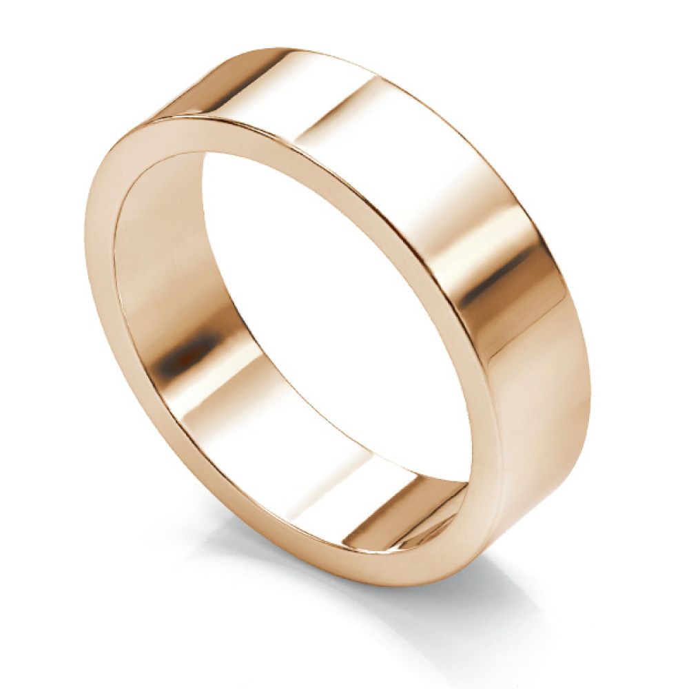 Flat wedding ring 6mm wide In Yellow Gold