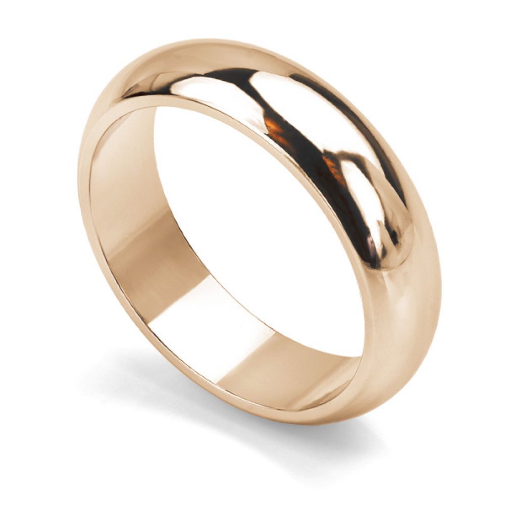 Heavy weight D shaped wedding ring in rose gold