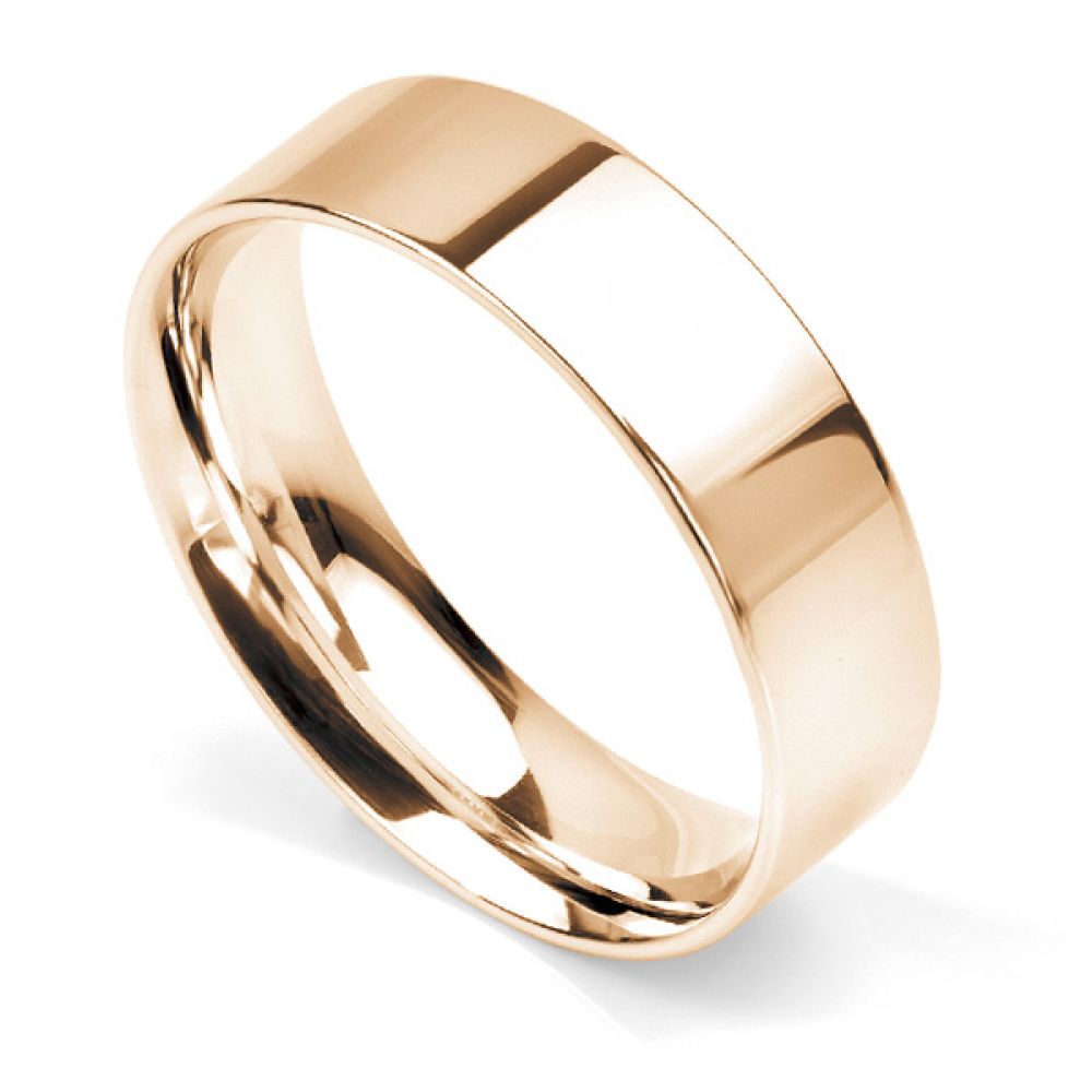 Flat court wedding ring 6mm light weight in Rose Gold