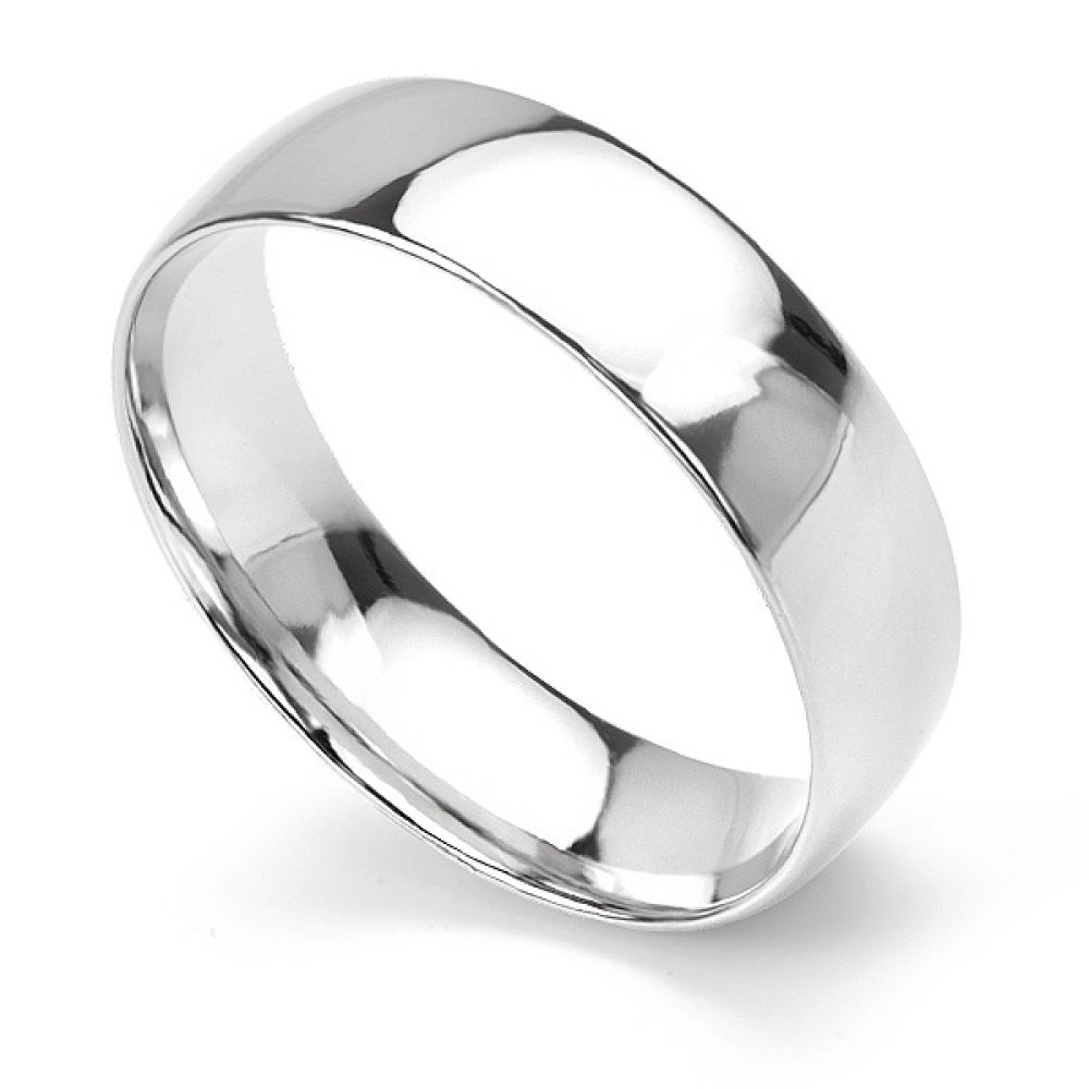 Traditional court wedding ring light weight 6mm in white gold Traditional court wedding ring light weight 6mm in white gold