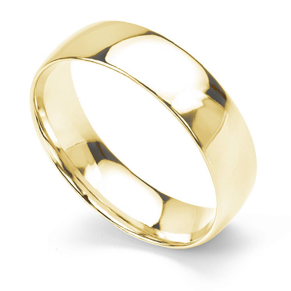 Traditional court wedding ring light weight 6mm in yellow gold