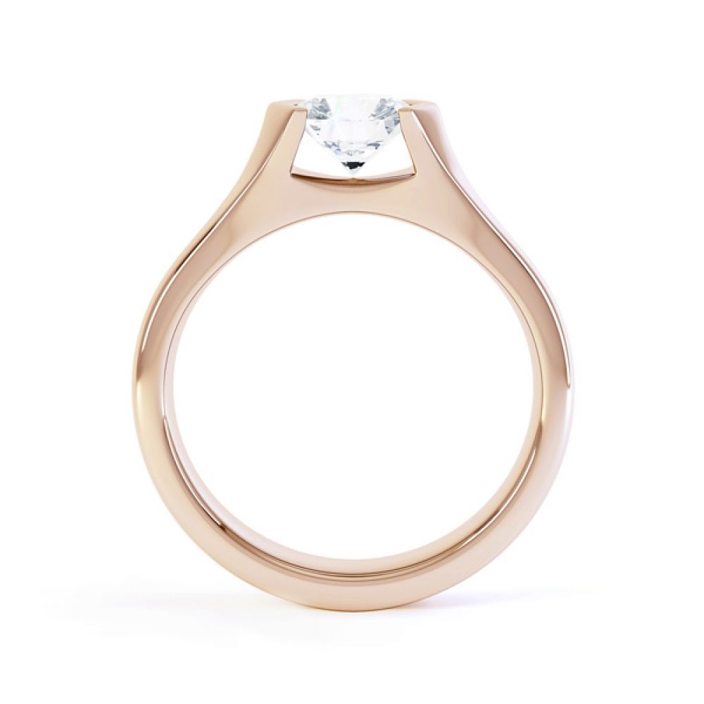 V Shaped Part Bezel Diamond Engagement Ring Side View In Rose Gold