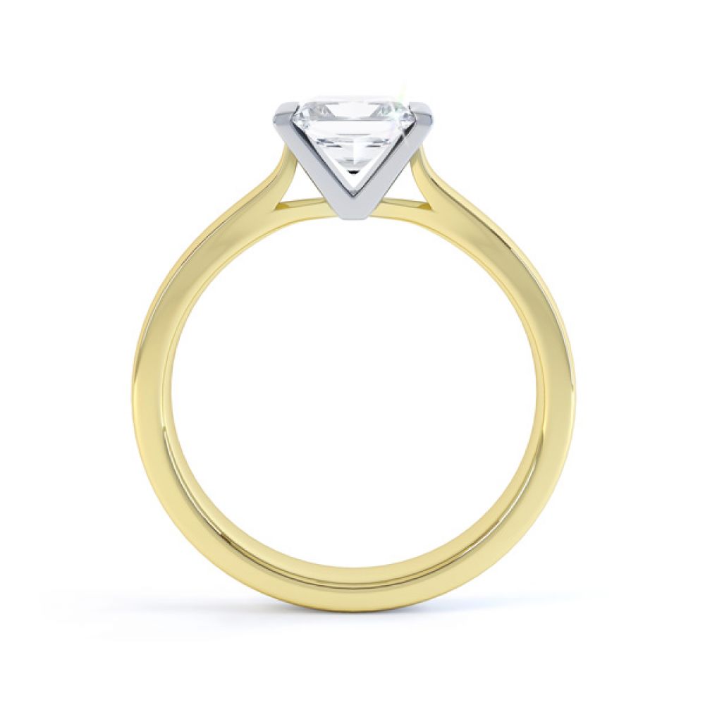 Tension Bar Set Princess Diamond Solitaire Ring Side View In Yellow Gold