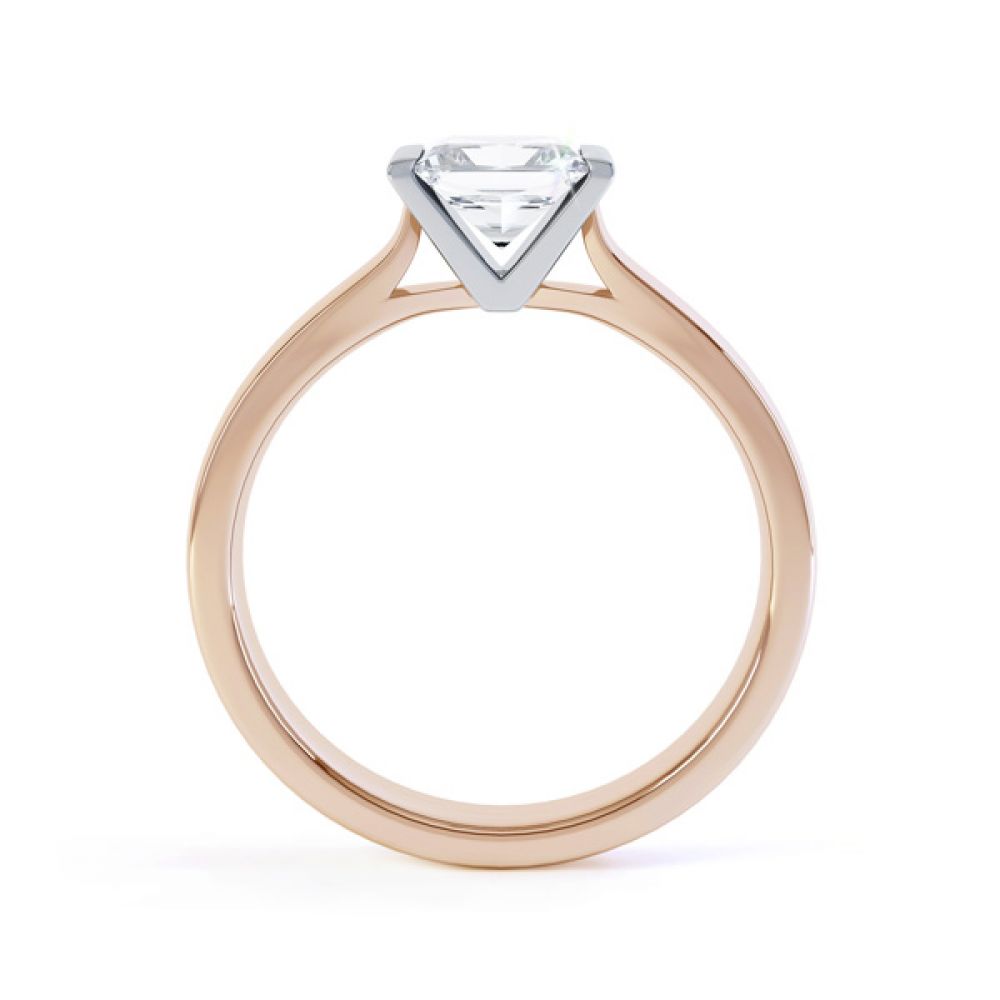 Tension Bar Set Princess Diamond Solitaire Ring Side View In Rose Gold