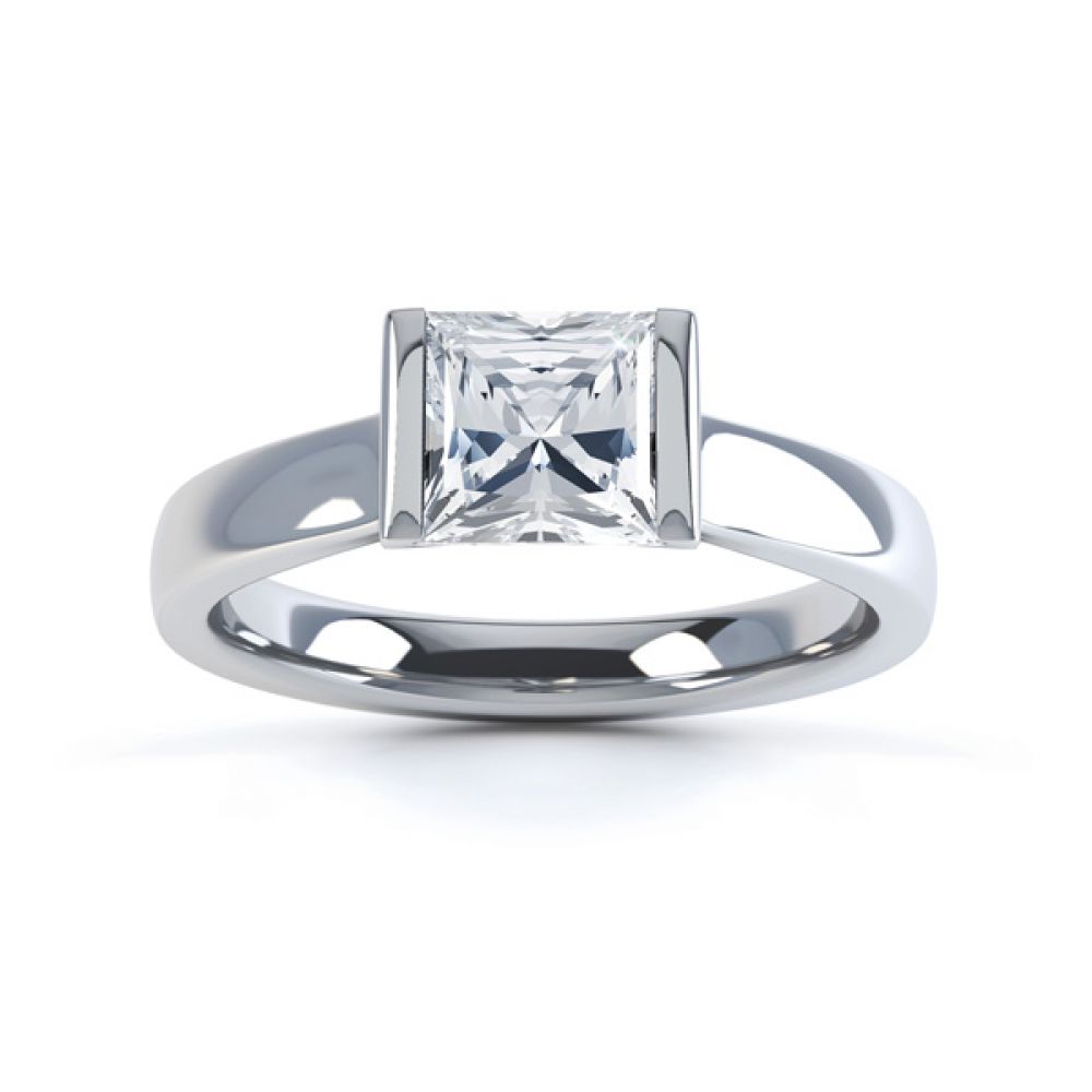 Tension Bar Set Princess Diamond Solitaire Ring Top View