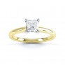 Slim Shoulder 4 Claw Princess Diamond Engagement Ring Top View In Yellow Gold Slim Shoulder 4 Claw Princess Diamond Engagement Ring Top View In Yellow Gold