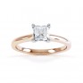 Slim Shoulder 4 Claw Princess Diamond Engagement Ring Top View In Rose Gold Slim Shoulder 4 Claw Princess Diamond Engagement Ring Top View In Rose Gold