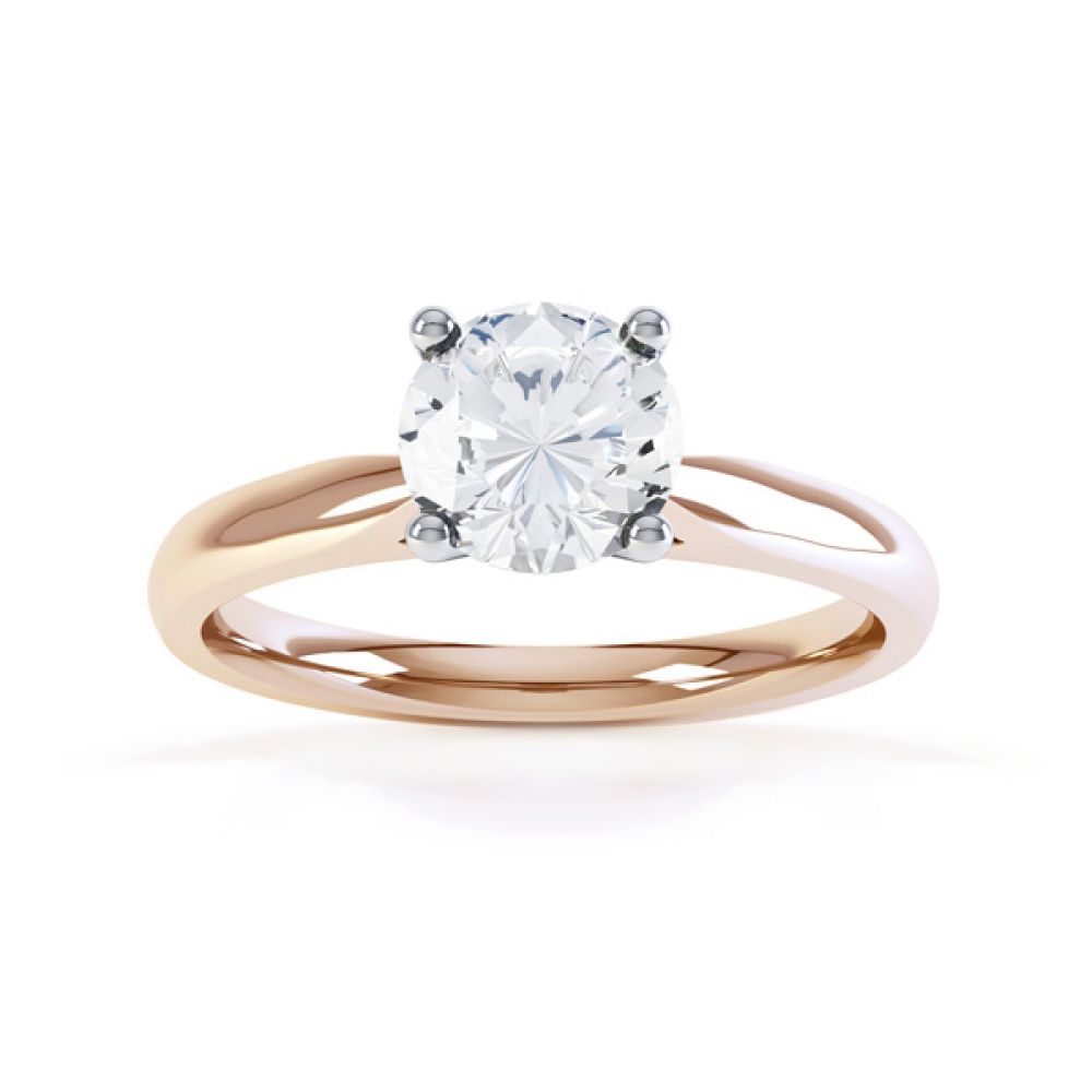 Harmony modern four claw diamond solitaire engagement ring top view rose gold