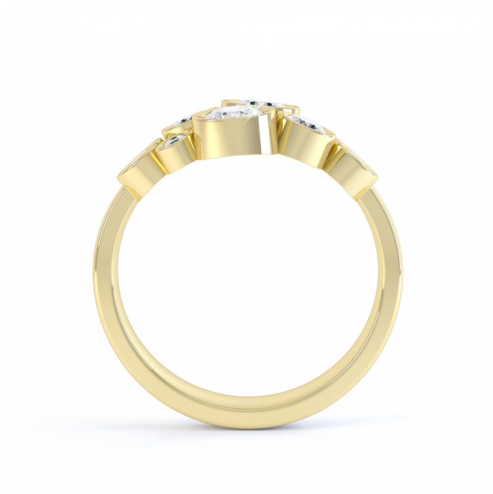 Diamond bubble ring side view yellow gold Diamond bubble ring side view yellow gold