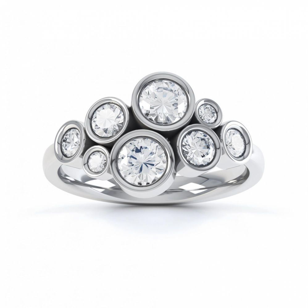Diamond bubble ring top view platinum Diamond bubble ring top view platinum