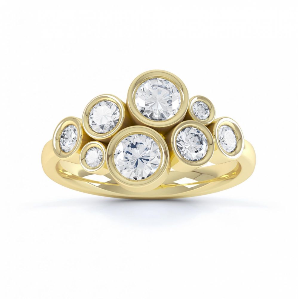 Diamond bubble ring top view yellow gold Diamond bubble ring top view yellow gold