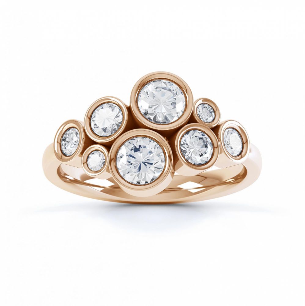 Diamond bubble ring top view rose gold Diamond bubble ring top view rose gold