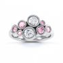 Pink sapphire and diamond bubble ring white gold top view Pink sapphire and diamond bubble ring white gold top view