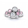 Pink sapphire and diamond bubble ring white gold top view Pink sapphire and diamond bubble ring white gold top view