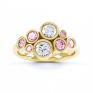 Pink sapphire and diamond bubble ring yellow gold top view Pink sapphire and diamond bubble ring yellow gold top view