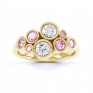 Pink sapphire and diamond bubble ring yellow gold top view Pink sapphire and diamond bubble ring yellow gold top view