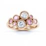 Pink sapphire and diamond bubble ring rose gold top view Pink sapphire and diamond bubble ring rose gold top view
