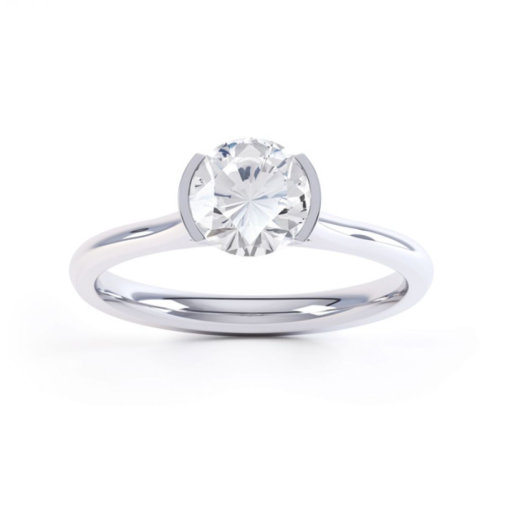 Fluted Part Engagement Ring with High Setting Front View