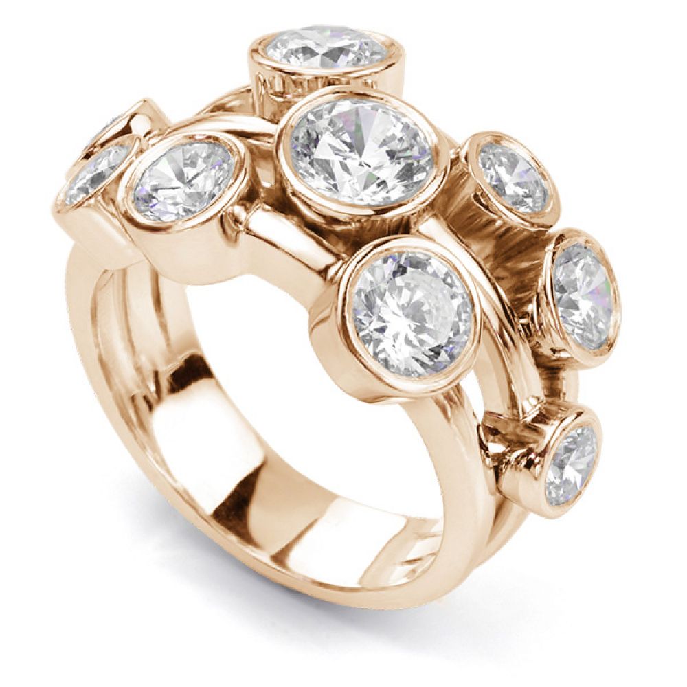 Carnegie 3 Carat Diamond Bubble Ring in Rose Gold