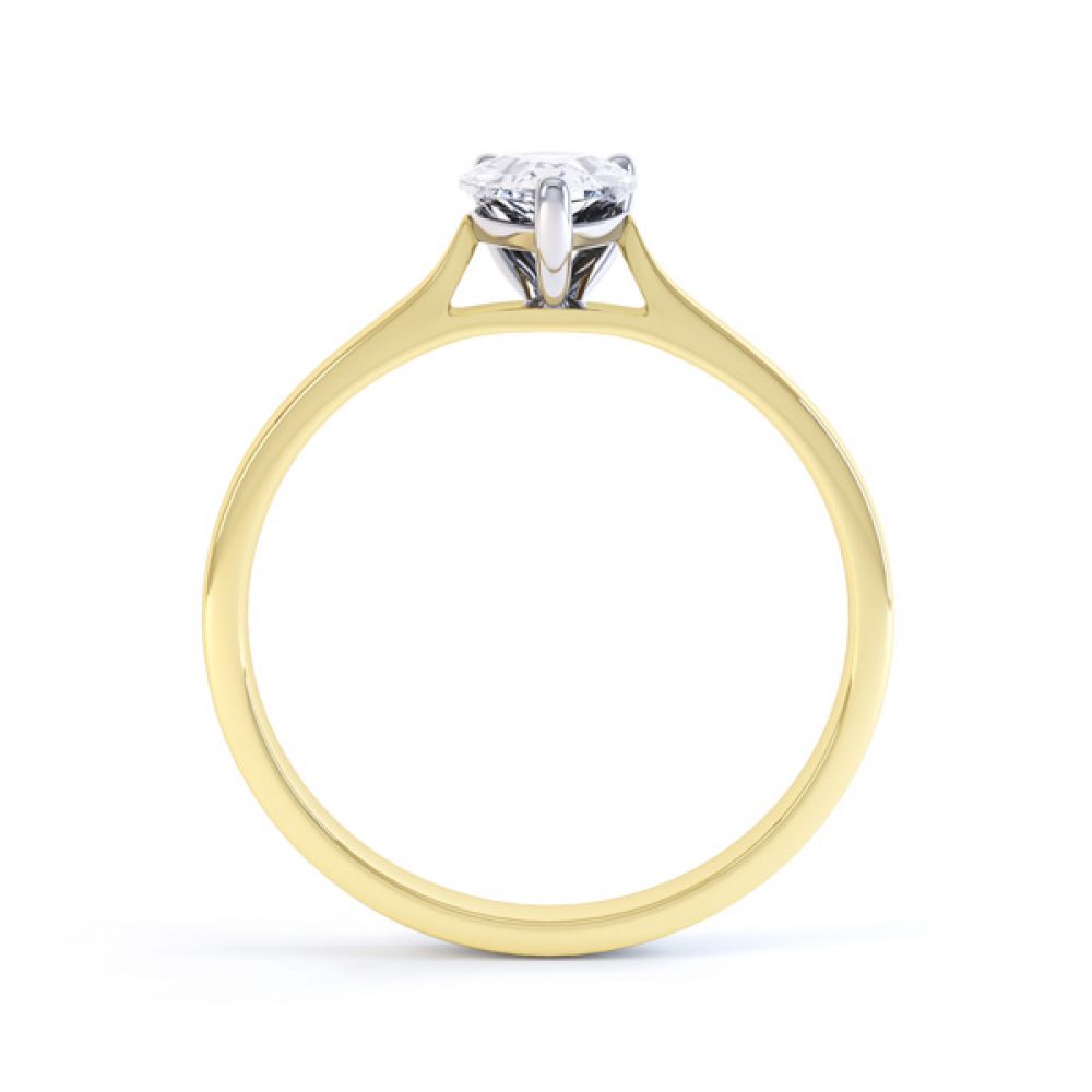 Round Claw Pear Shaped Solitaire Engagement Ring Side View In Yellow Gold