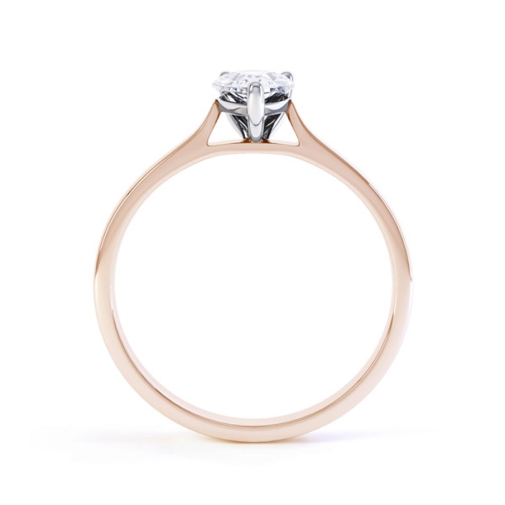 Round Claw Pear Shaped Solitaire Engagement Ring Side View In Rose Gold Round Claw Pear Shaped Solitaire Engagement Ring Side View In Rose Gold