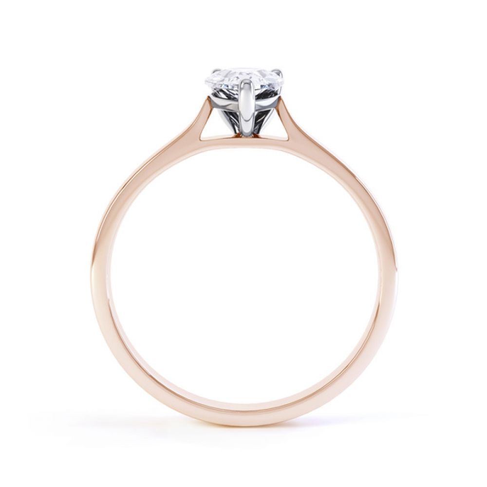 Round Claw Pear Shaped Solitaire Engagement Ring Side View In Rose Gold