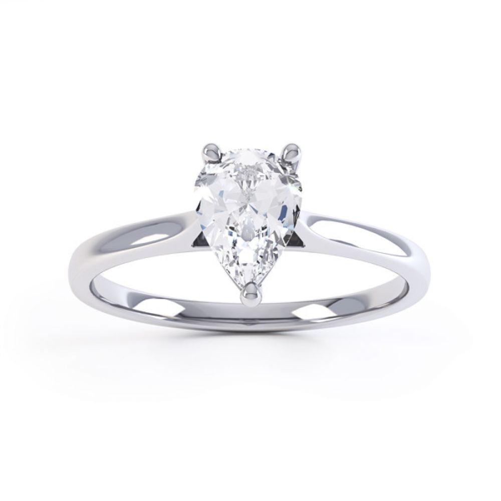 Round Claw Pear Shaped Solitaire Engagement Ring Front View Round Claw Pear Shaped Solitaire Engagement Ring Front View