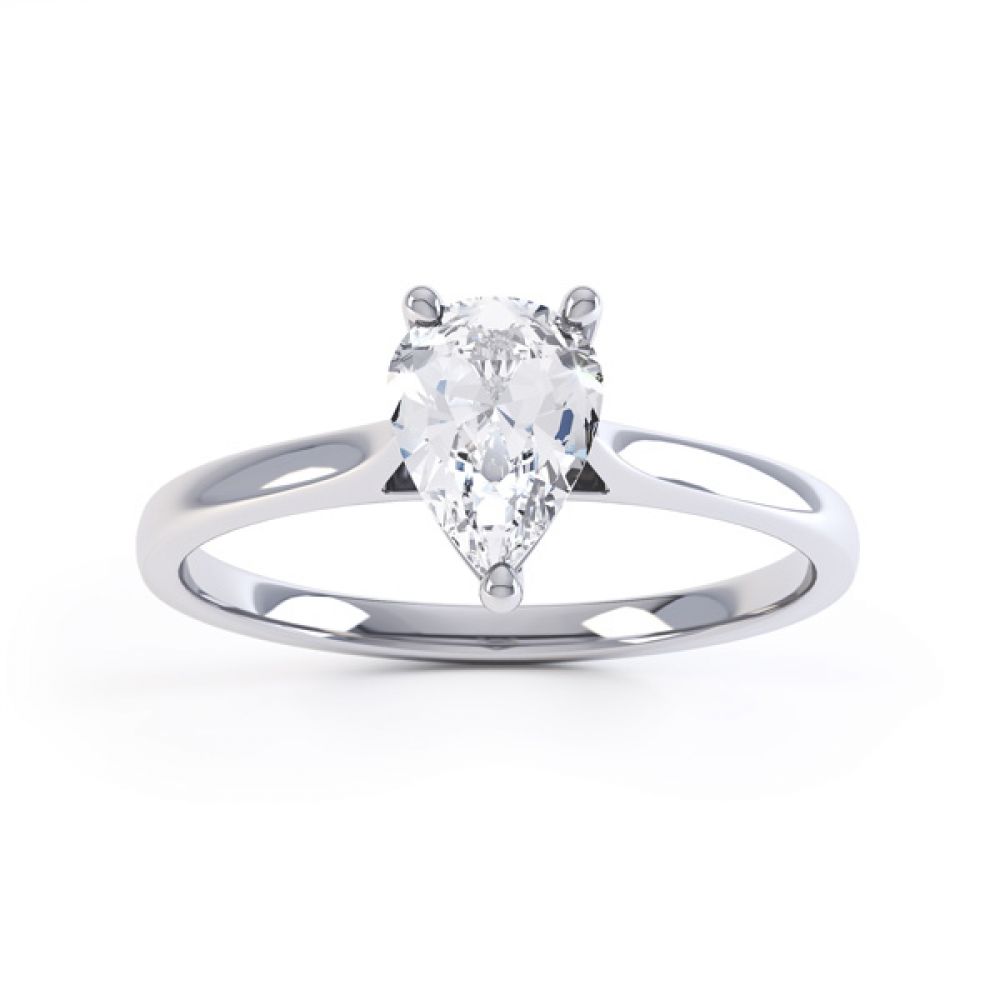 Round Claw Pear Shaped Solitaire Engagement Ring Front View