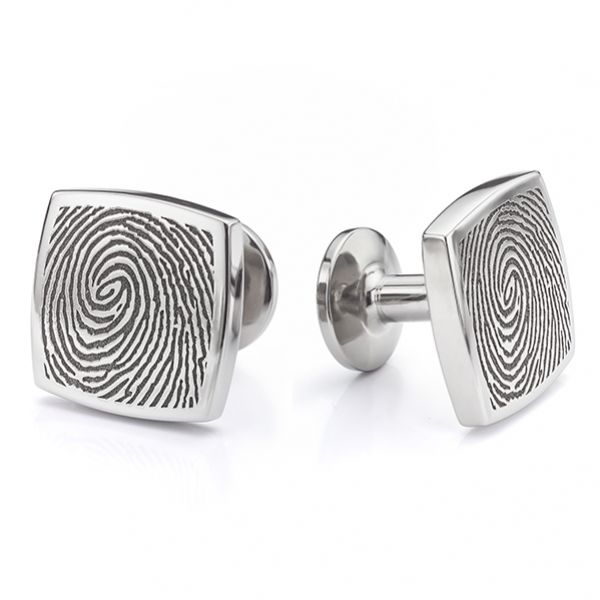 Square Titanium Fingerprint Cufflinks Main Image