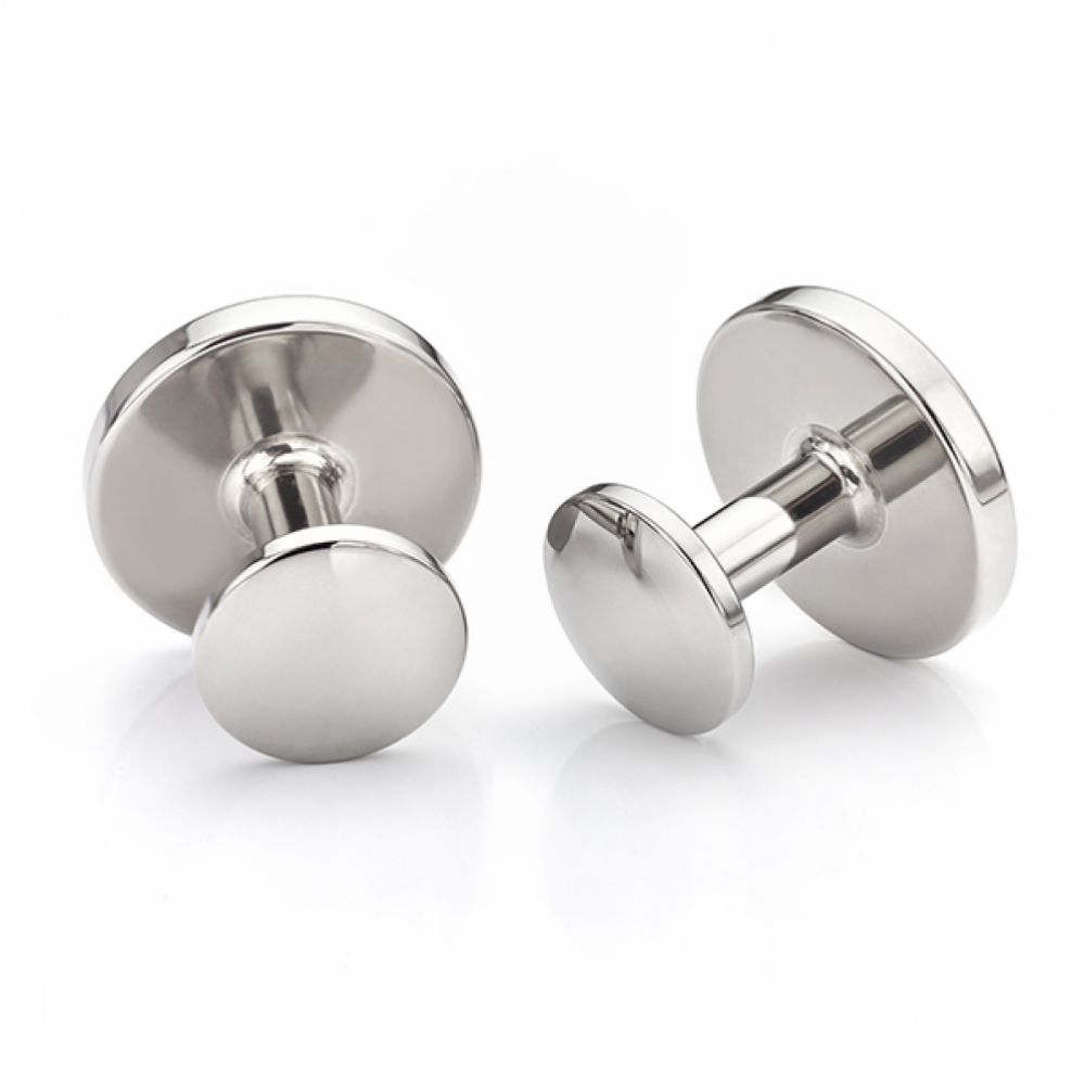 Round polished Titanium cufflinks back view