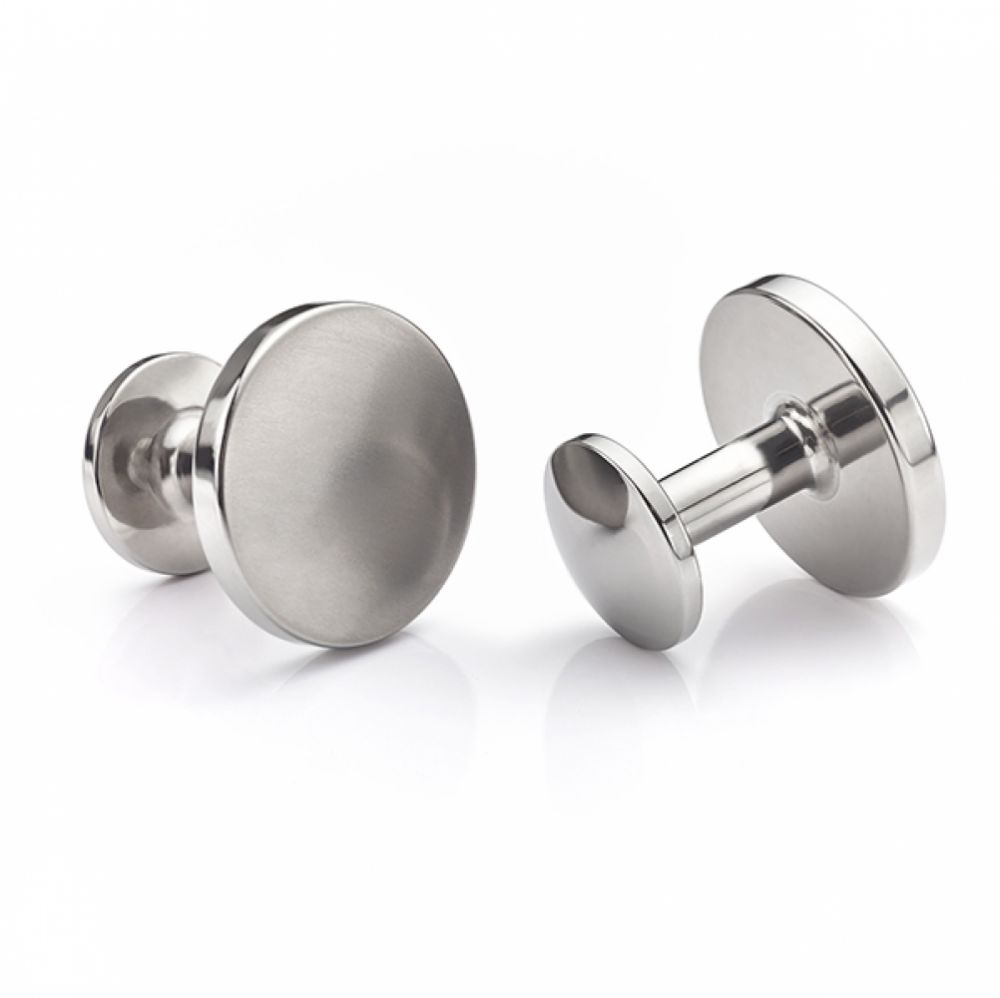 Round matte titanium cufflinks