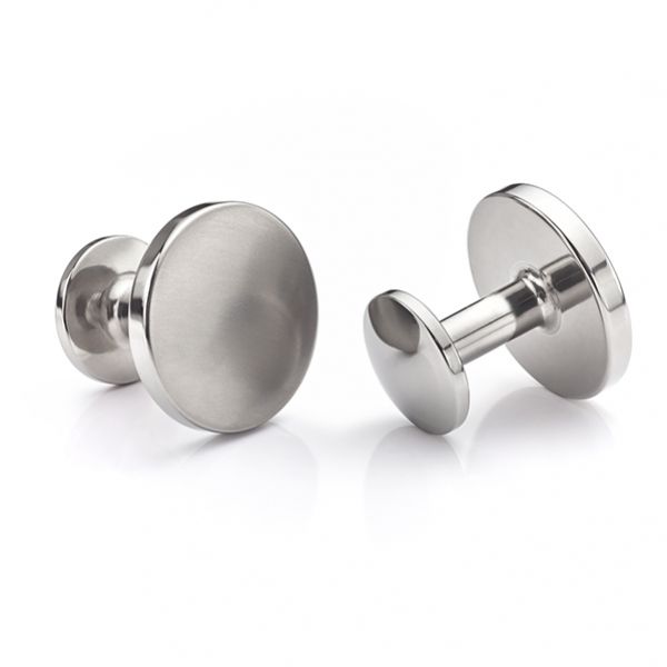 Round Matte Titanium Cufflinks Main Image