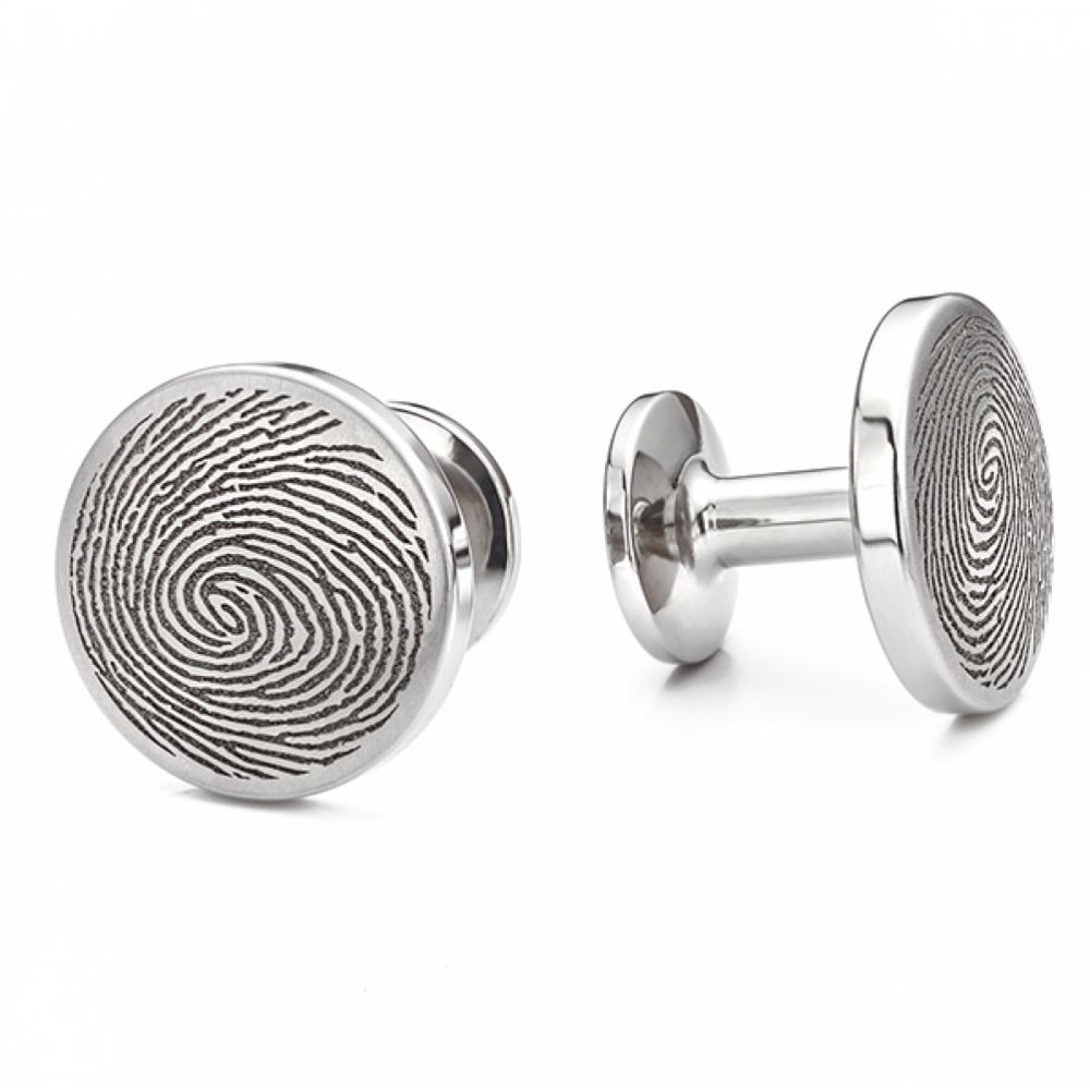 Round Titanium fingerprint cufflinks