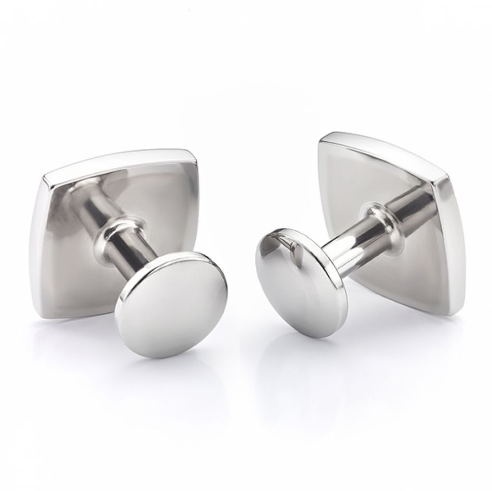 Square polished Titanium cufflinks rear view