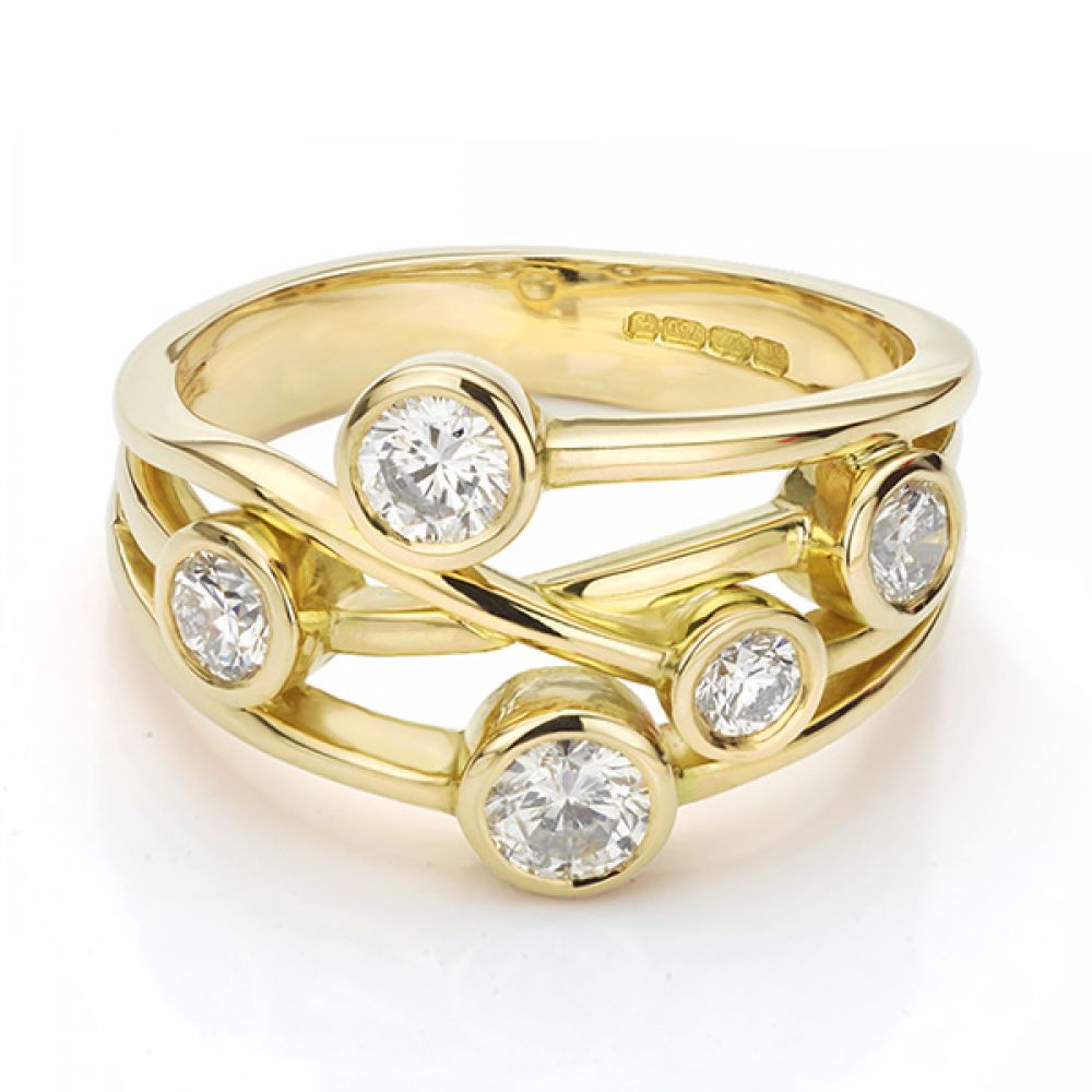 The Anniversary Ring - Bubble Ring Yellow Gold Front View