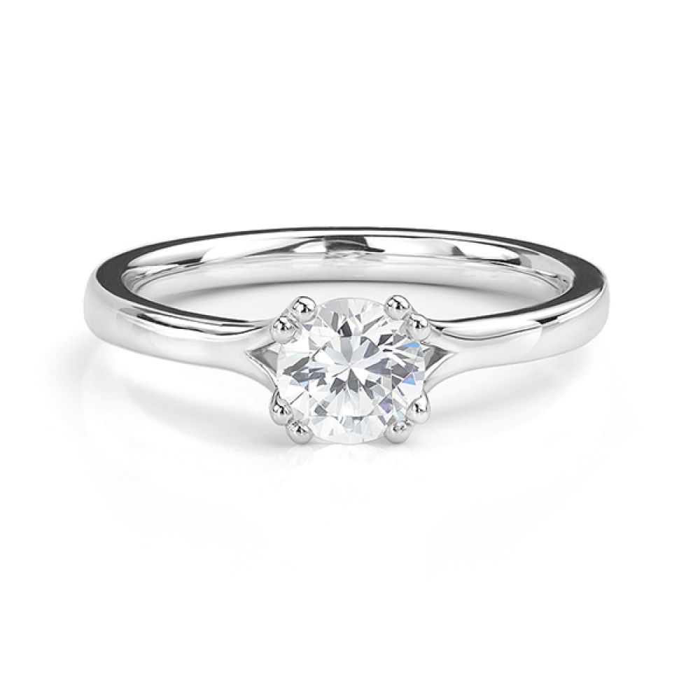 White gold double claw engagement ring front view