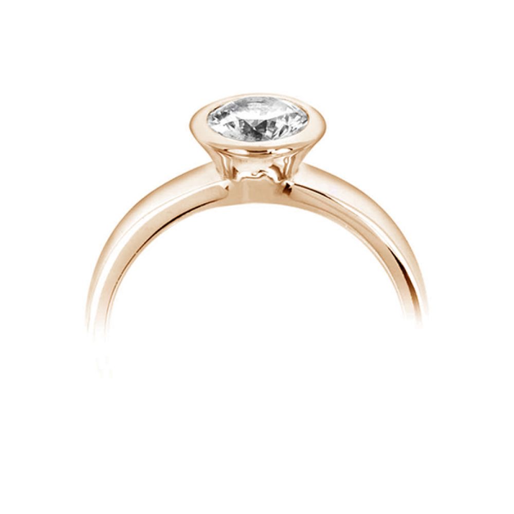 Ultramodern Wedfit Bezel Set Round Solitaire Ring Side View - Rose Gold