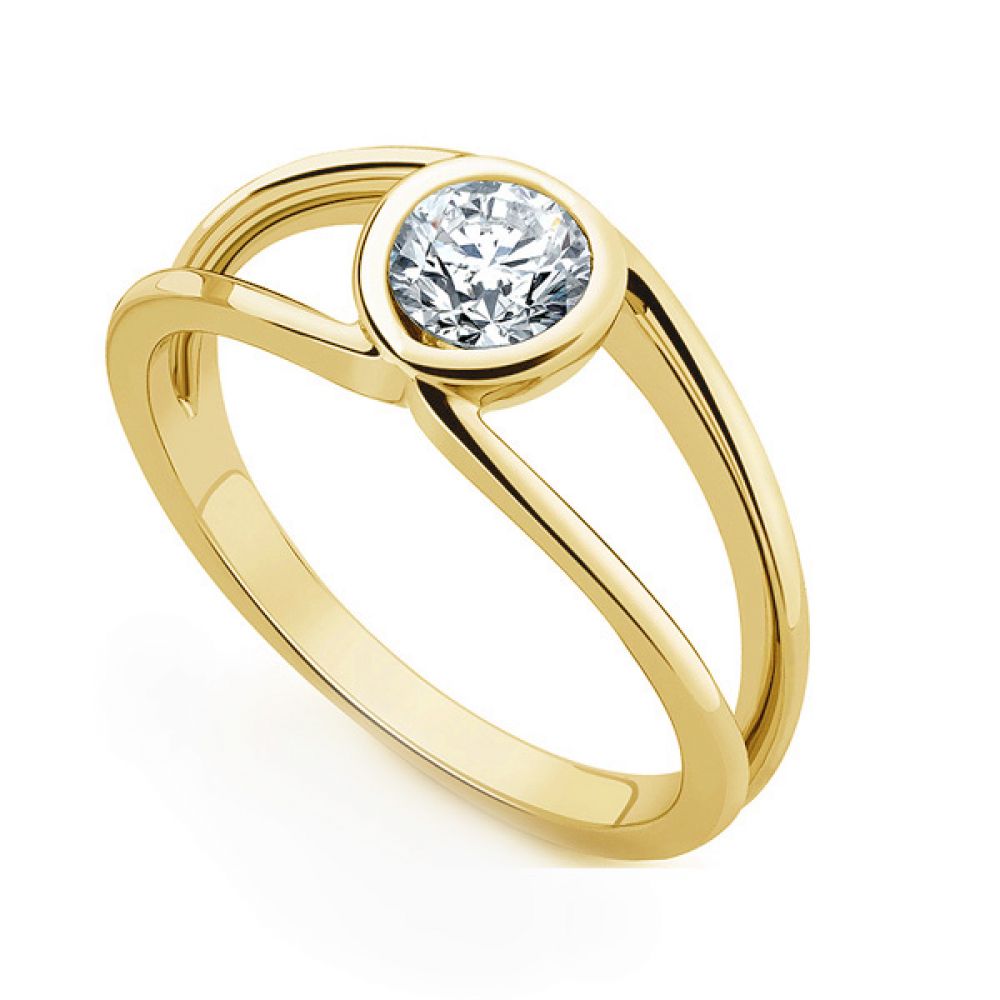 Infinity Double Shoulder Diamond Solitaire Ring In Yellow Gold