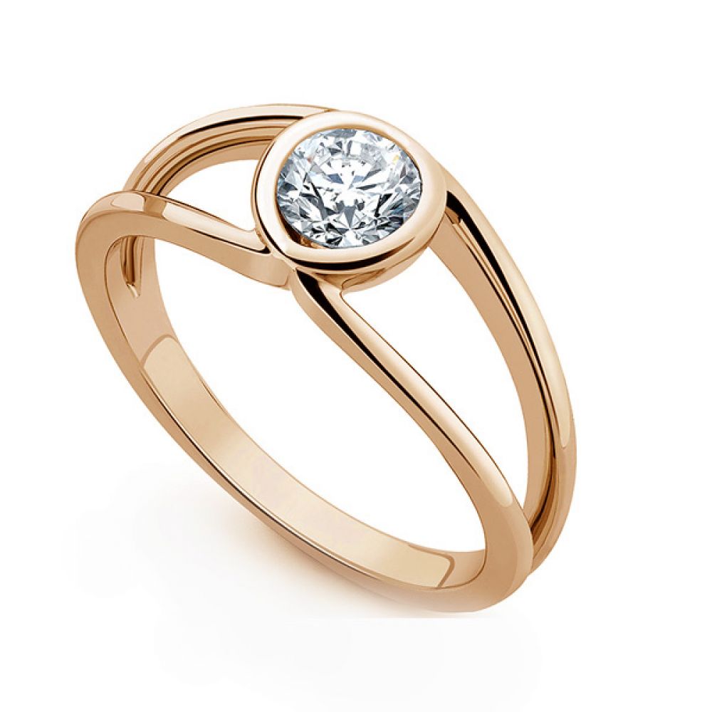 Infinity Double Shoulder Diamond Solitaire Ring In Rose Gold