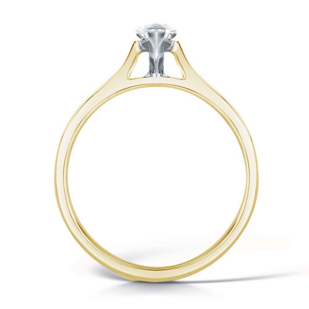 2 Claw Marquise Diamond Solitaire Ring Side View In Yellow Gold 2 Claw Marquise Diamond Solitaire Ring Side View In Yellow Gold