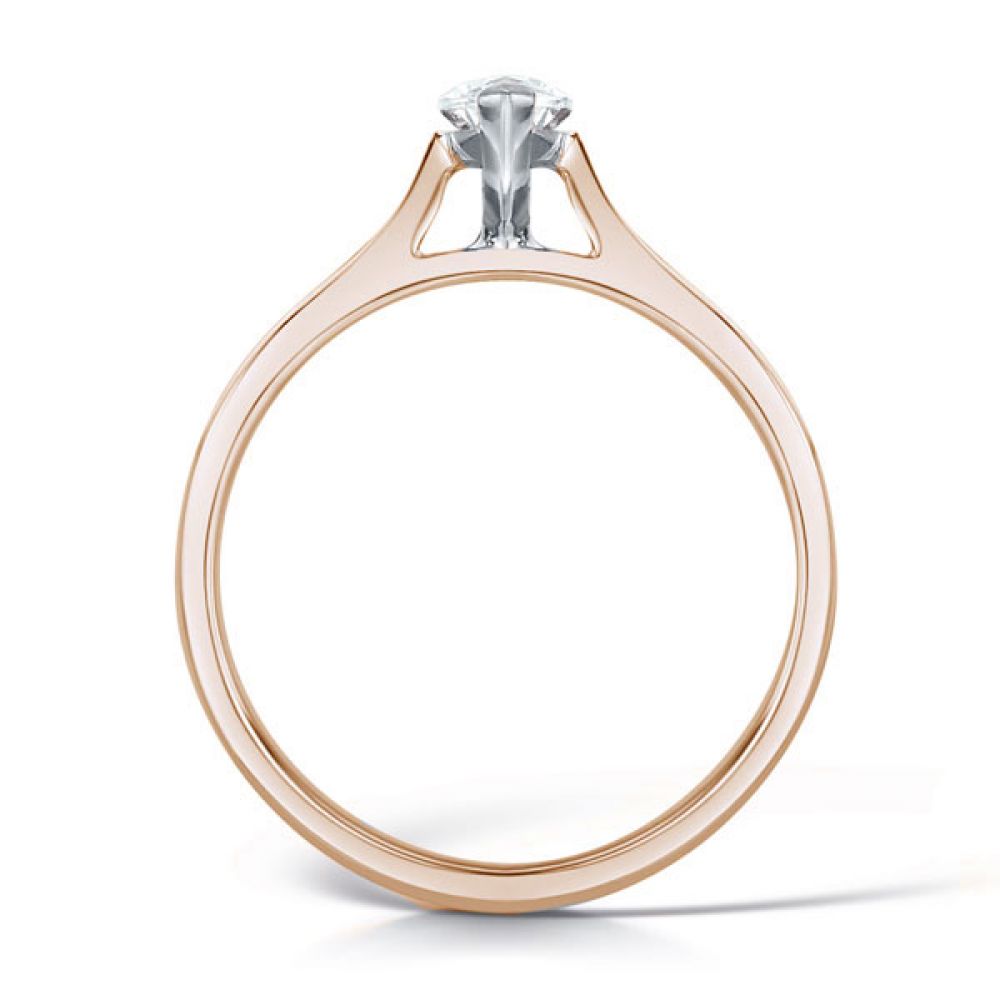 2 Claw Marquise Diamond Solitaire Ring Side View In Rose Gold