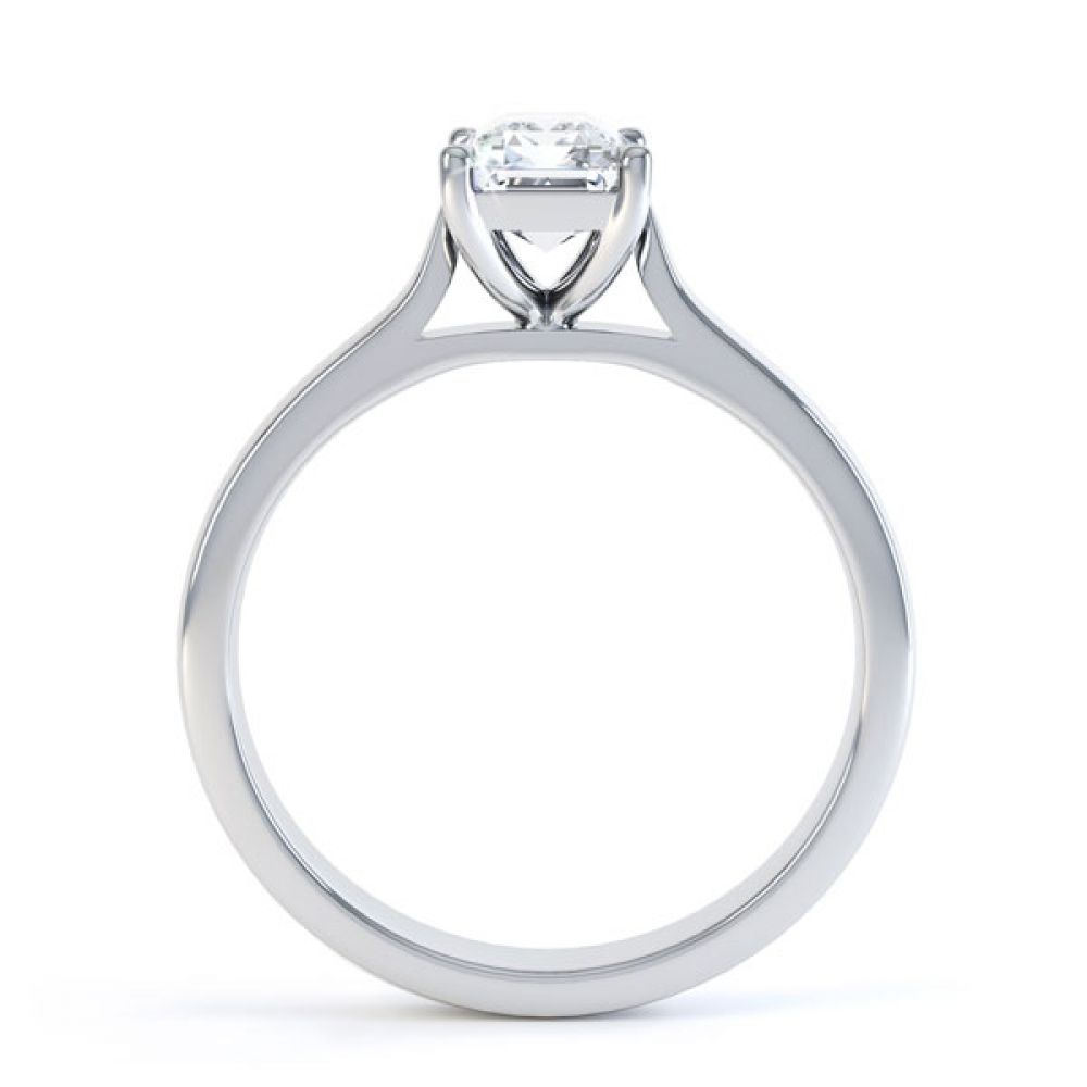 Simple 4 Claw Emerald Diamond Solitaire Ring Side View Simple 4 Claw Emerald Diamond Solitaire Ring Side View